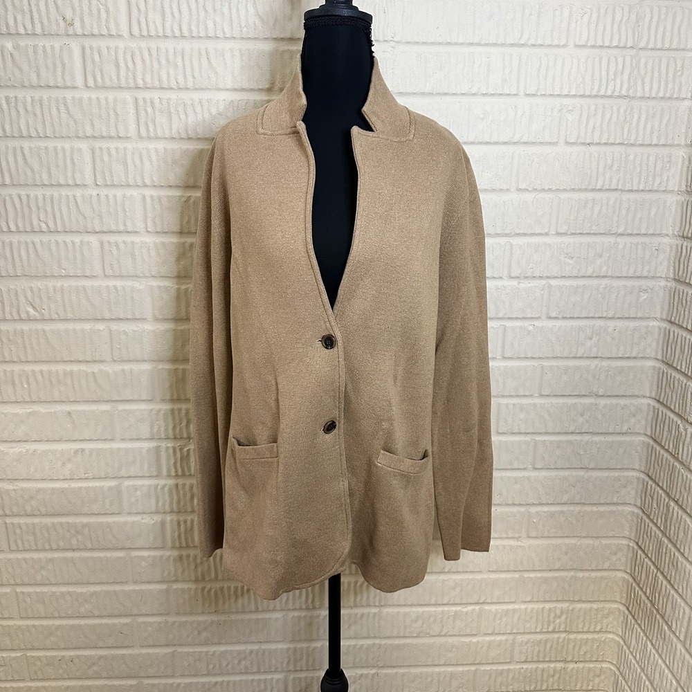 NWT J. Crew Schoolboy Sweater Blazer Jacket Stretch Knit Tan Women's Sz M Preppy